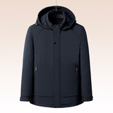 中老年羽绒服男爸爸冬装连帽可卸印花拼接中长款羽绒上衣2266P210，男装羽绒服，星座1010A-1