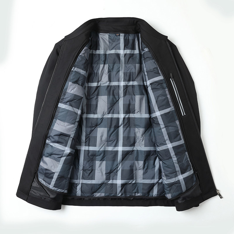 男士鹅绒羽绒服爸爸秋冬行政夹克中老年人保暖休闲外套23296P160,男装羽绒服,星座1010A-1
