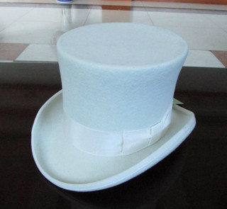 100%羊毛礼帽正版总统帽纯白色高头总统帽高18CM