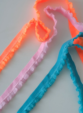 韩系荧光弹力褶皱花边 1.7cm 3色超鲜蕾丝柔软辅料 Cottontime