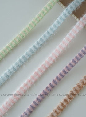 New Arrived 条纹多巴胺 仿貂绒毛条织带 毛毛针织扁带布条花边