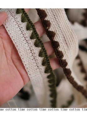 爆款精品棉刺绣包边带3cm多色涤棉混织贝壳边辅料花边cottontime