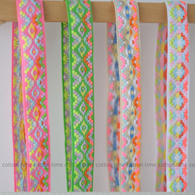 cottontime 民族风 彩色几何提花织带民族服装首饰手工辅料花边