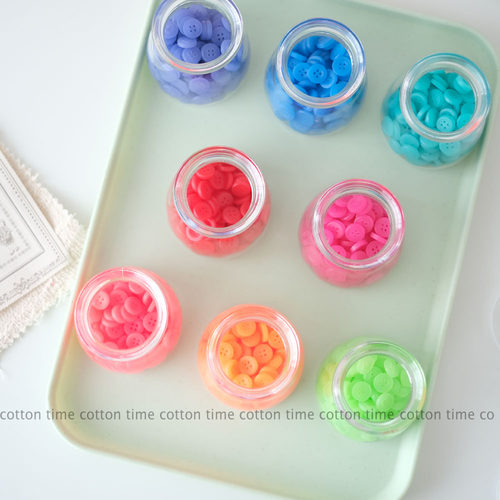 韩系 Neon Buttons 11mm树脂纽扣 实用荧光系小纽扣 cottontime