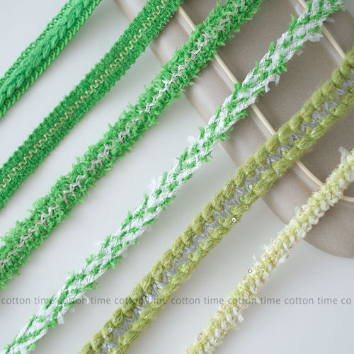 The BV Green 春夏高级小香风绿色组合织带 编织服装辅料花边