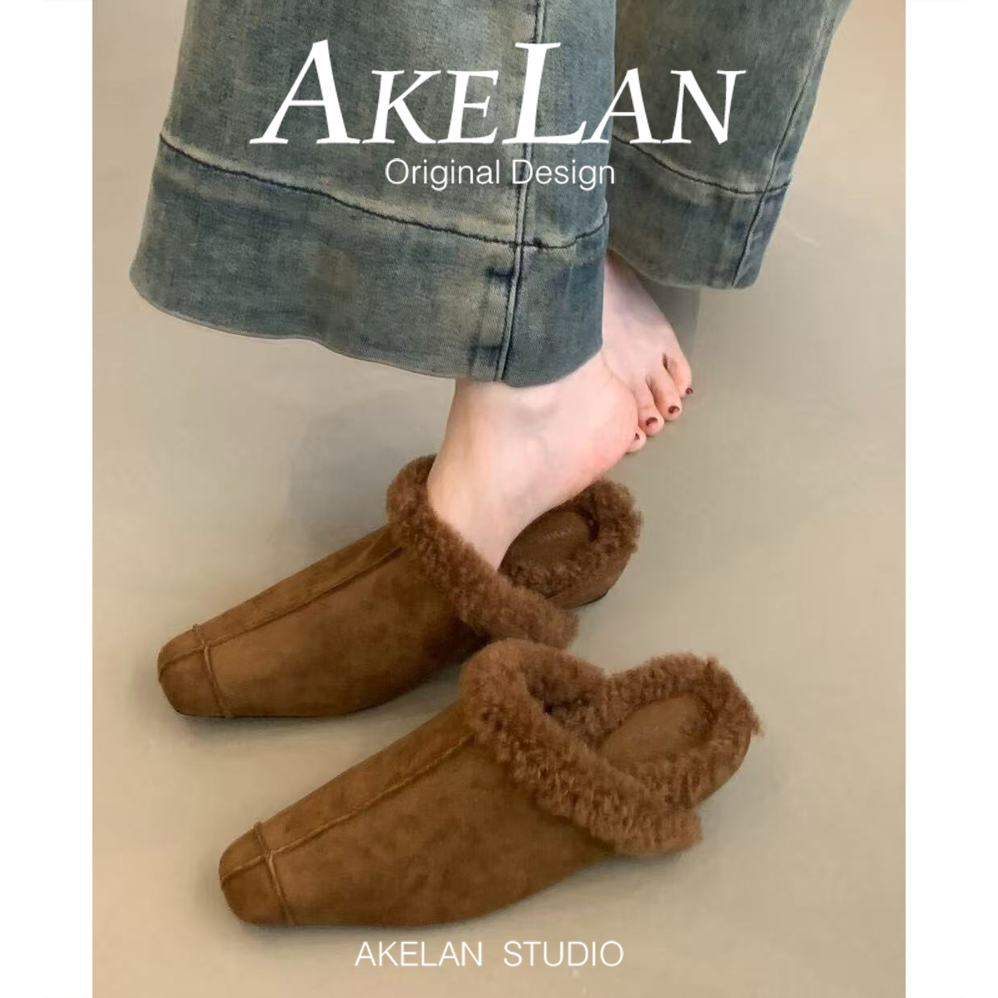 羊皮版~美拉德包头半拖鞋