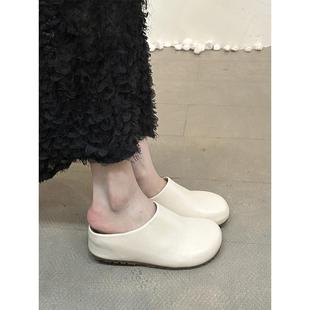 厚底包头半拖鞋 内5cm 女2025新款 法式 休闲一脚蹬勃肯鞋