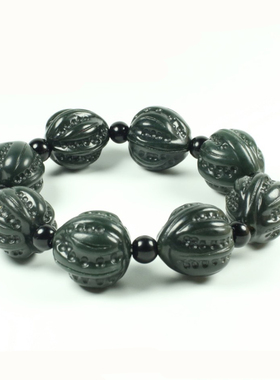 黑青玉文玩手串男友佛珠