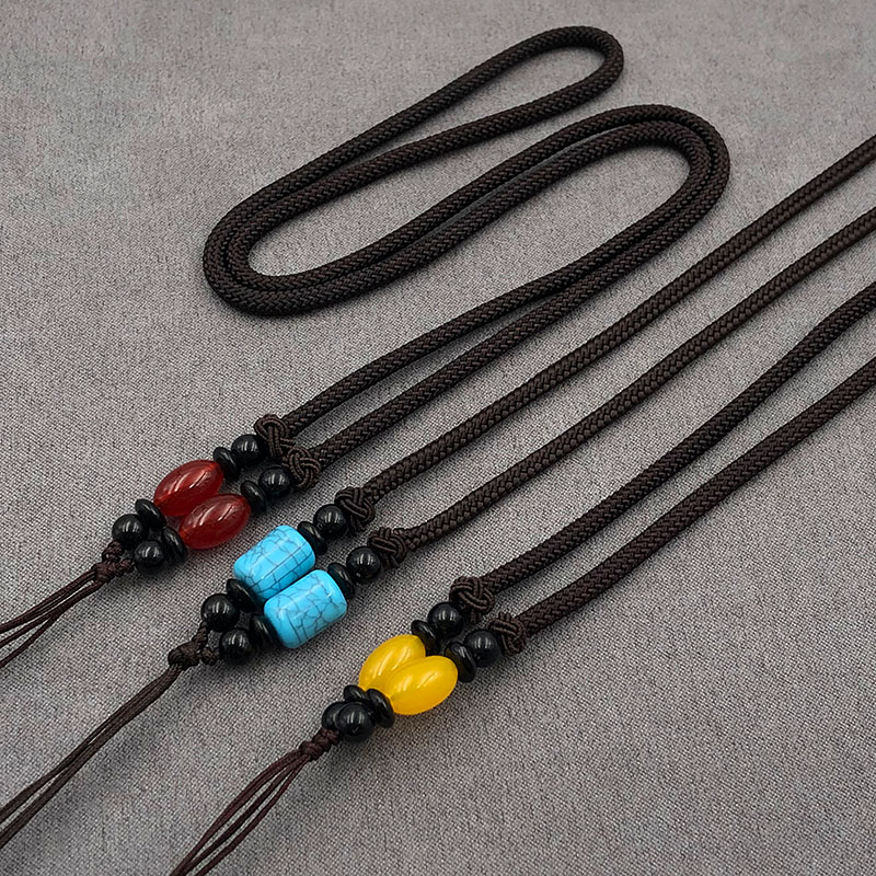 蜜蜡翡翠粗款吊坠绳项链绳