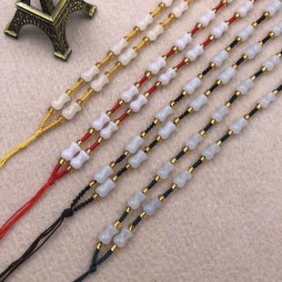 高档手工玉石玉佩编织红绳项链吊坠挂花瓶珠颈绳项链绳子批挂件发