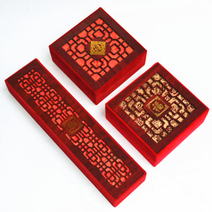 首饰盒仿红木质手镯盒雕刻福字手串手链盒项链盒玉器包装盒批 发
