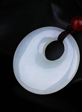 阿富汗白玉平安扣情侣吊坠项链