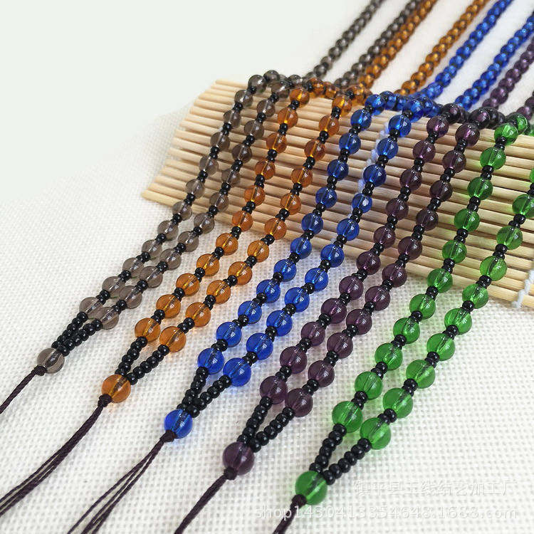 项链绳批 发彩色水晶玻璃珠毛衣链挂绳 紫色茶色绿色玉吊坠挂绳