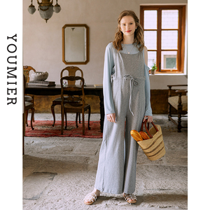 优密儿孕妇装春夏装新款孕妇背带裤休闲宽松连体裤抽绳阔腿裤