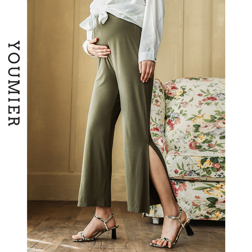 优密儿孕妇裤子夏季八分开叉