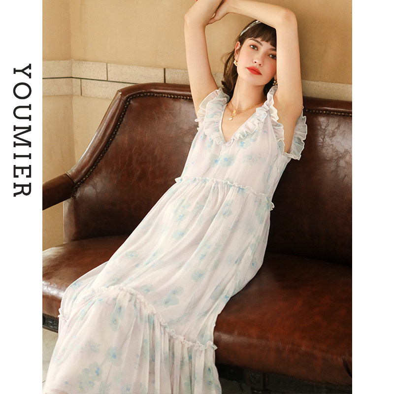 优密儿孕妇连衣裙夏季仙 超仙孕妇装夏天裙子雪纺法式碎花裙长款
