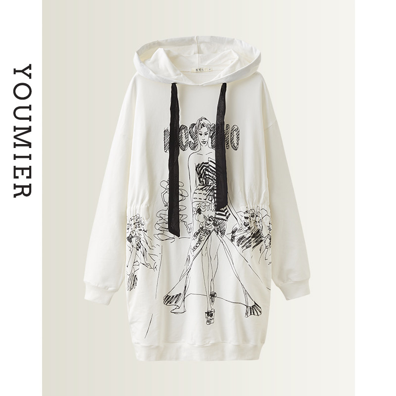 [SPECIAL AREA 2 PIECES 5% OFF] YOUMIL MATERNITY CLOTHES AUTUMN CLOTHES MATERNITY SWEATSHIRT MID-LENGTH BACK BOW SWEATSHIRT DRESS
