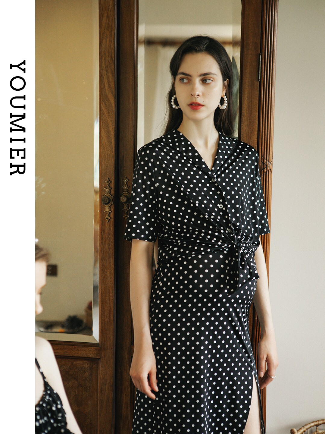 YOUMIL 출산 여름 착용 새로운 프랑스 출산 셔츠 폴카 도트 출산 반팔 탑 복고풍 유행