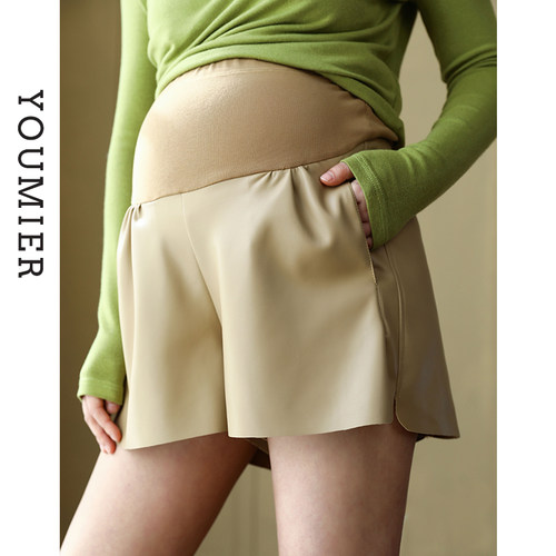 优密儿孕妇装春秋外穿时尚皮短裤