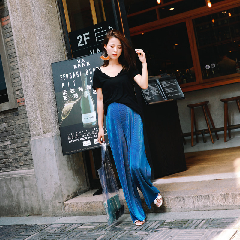 优密儿孕妇装潮欧货 洋气孕妇裤子夏季 薄款宽松大码孕妇阔腿裤夏