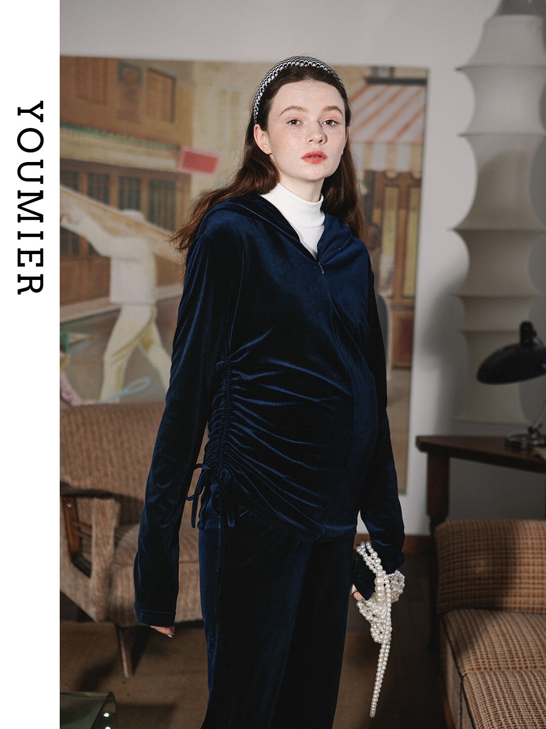 YOUMIL MATERNITY AUTUMN AND WINTER NEW MATERNITY SUIT TO WEAR A FASHIONABLE ATHLEISURE SWEATSHIRT TWO-PIECE SET