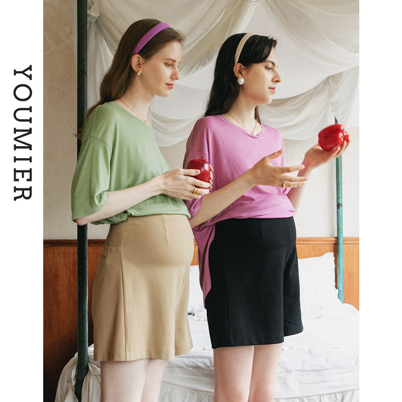 优密儿孕妇装2023夏装新款孕妇短裤外出宽松阔腿裤外穿孕妇裤高腰