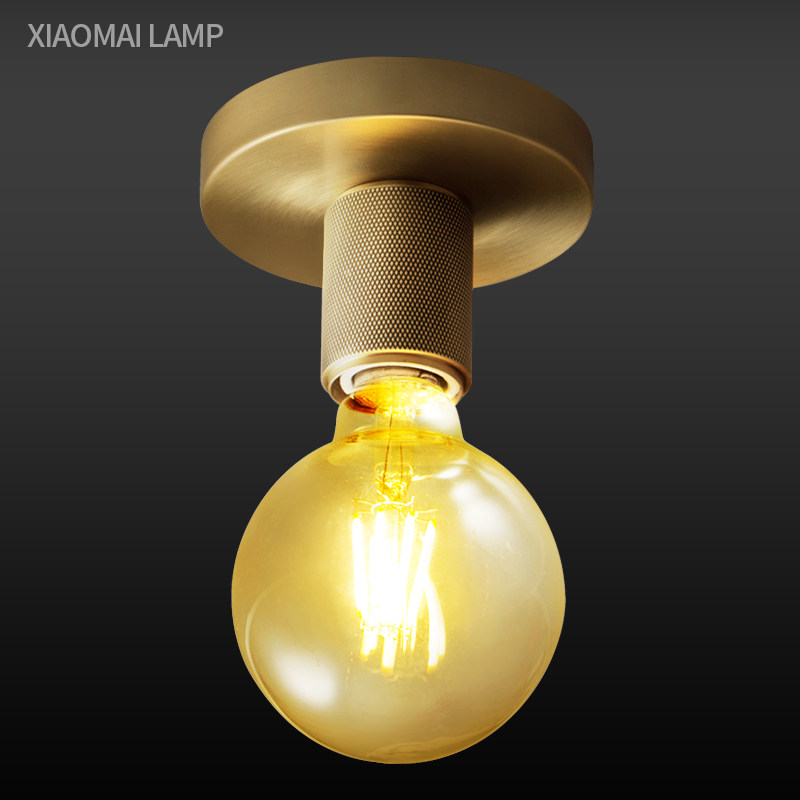 纯铜简单复古吸顶灯老派工业风侘寂风传统老式经典vintage黄铜