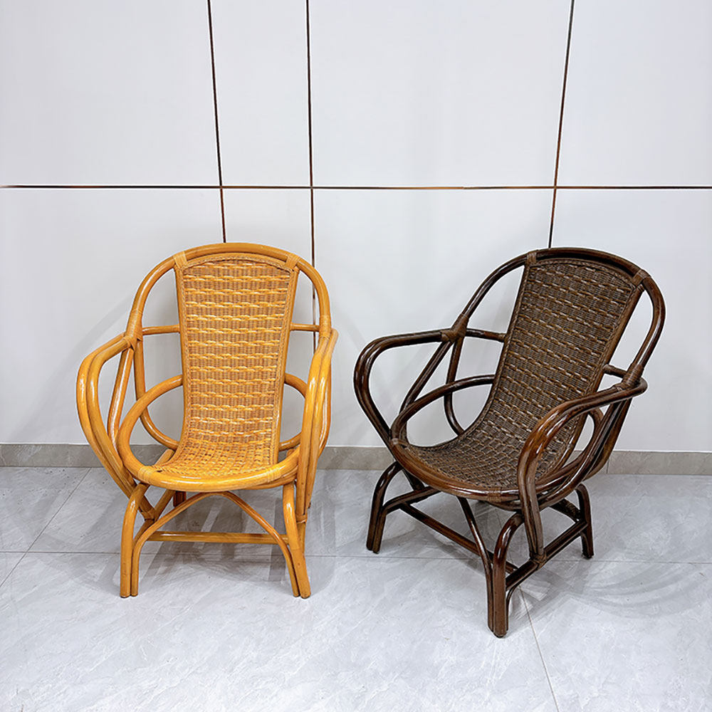 江南藤艺家用阳台休闲椅户外藤桌椅田园靠背椅印尼藤编扶手椅座椅