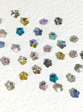 尖底梅花6mm50颗新款彩色美甲立体钻混色白色月光色网红指甲饰品