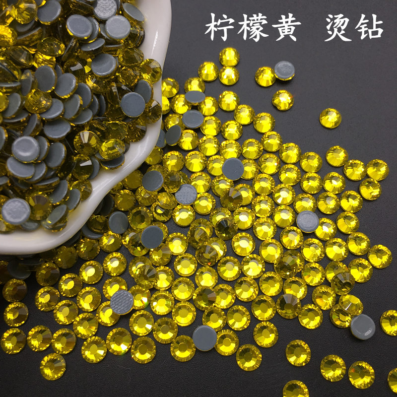 圆形烫钻diy柠檬黄平底美甲钻
