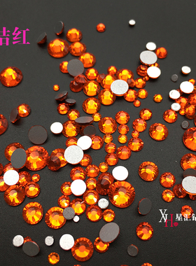 diy桔红色平底玻璃闪亮指甲贴钻