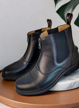 牛皮马术马靴骑马短靴儿童成人男女骑马鞋子防磨马靴马术靴真皮