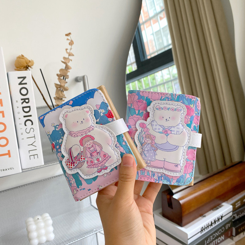 卡通可爱短款钱包韩版小清新侧拉链两折学生钱夹多功能大容量卡包
