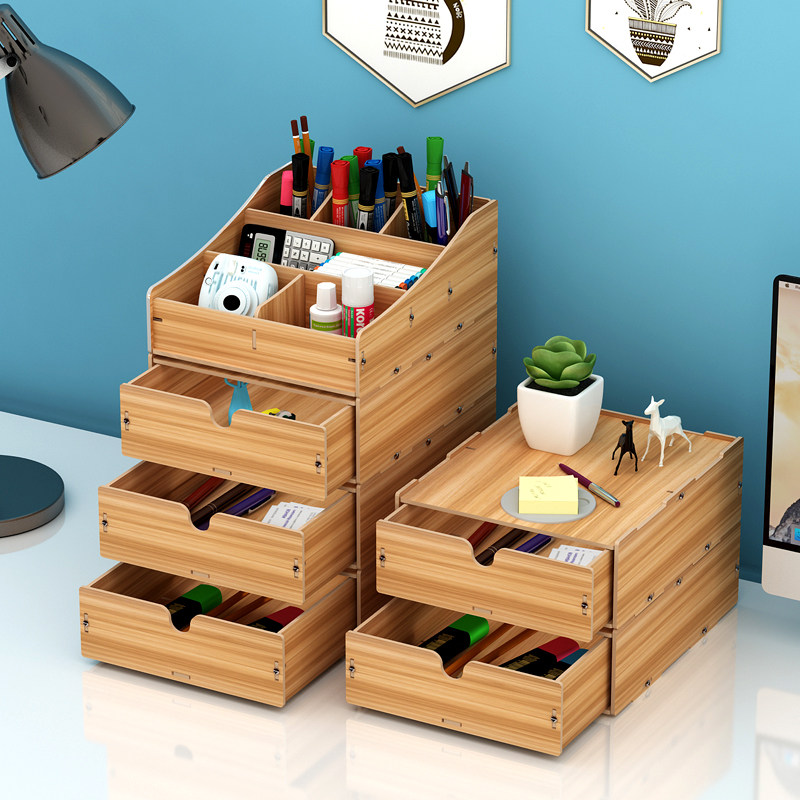 抽屉式桌面收纳盒化妆品置物架办公室工位书桌上整理神器储物小柜