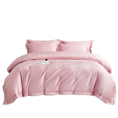 A类100支新疆长绒棉纯色四件套纯棉床笠全棉贡缎被套床单床上用品