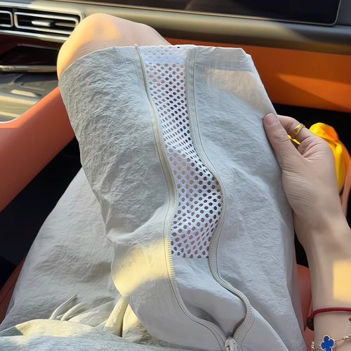 侧边拉链网眼透气冰丝裤子男款夏