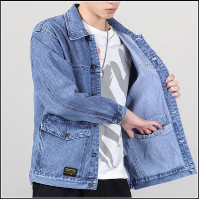 水洗牛仔夹克外套男士大码宽松春