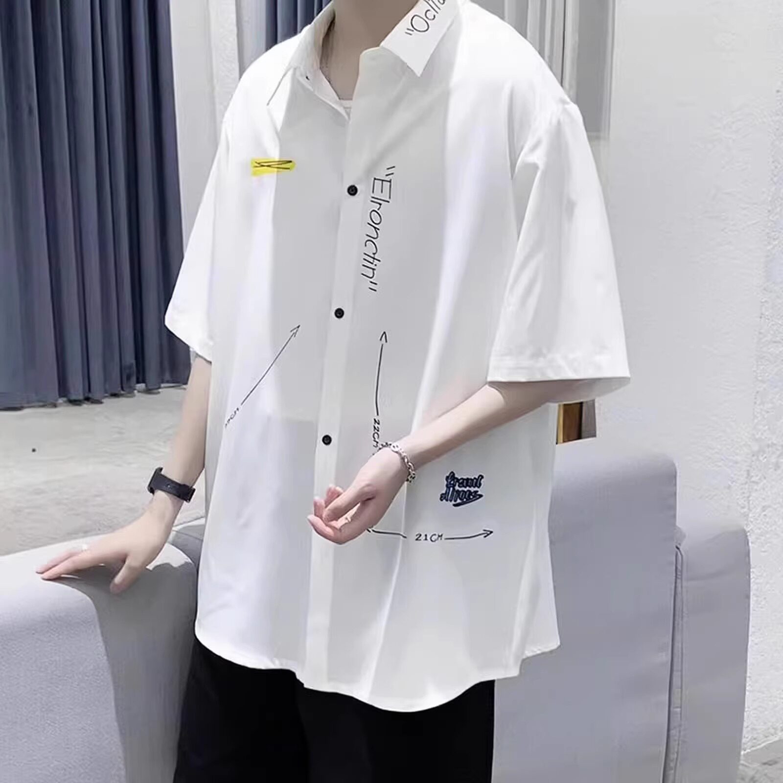 冰丝衬衫男短袖夏季薄款日系潮牌