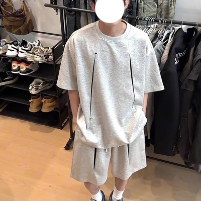 液氨棉结构铆钉正肩短袖T恤男生