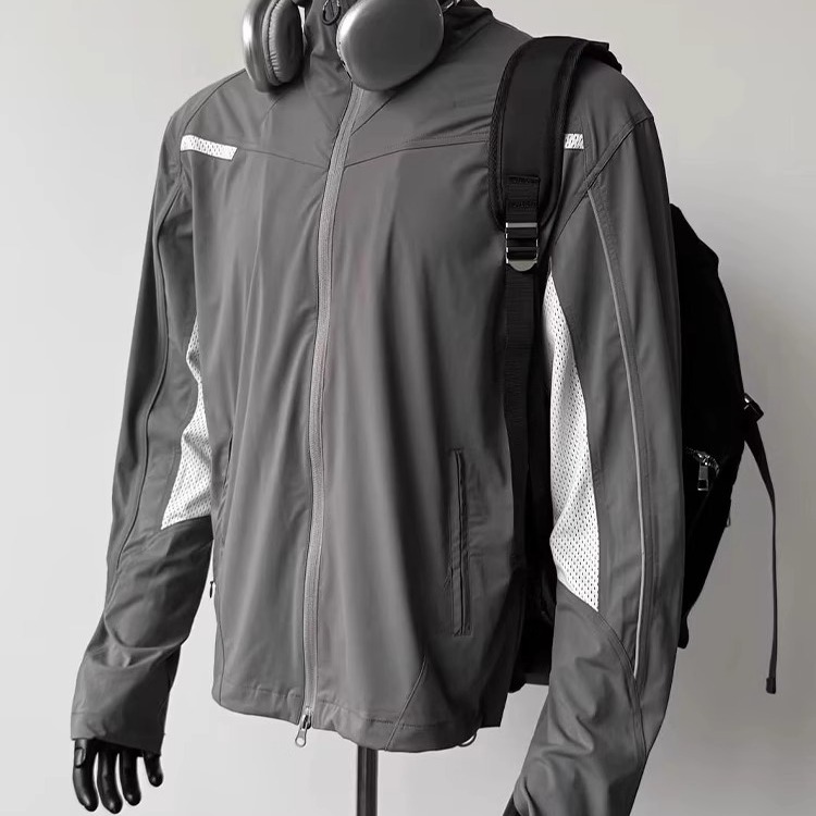 速干冰丝凉感防晒衣男夏季皮肤衣薄款防晒服拼接户外运动透气外套