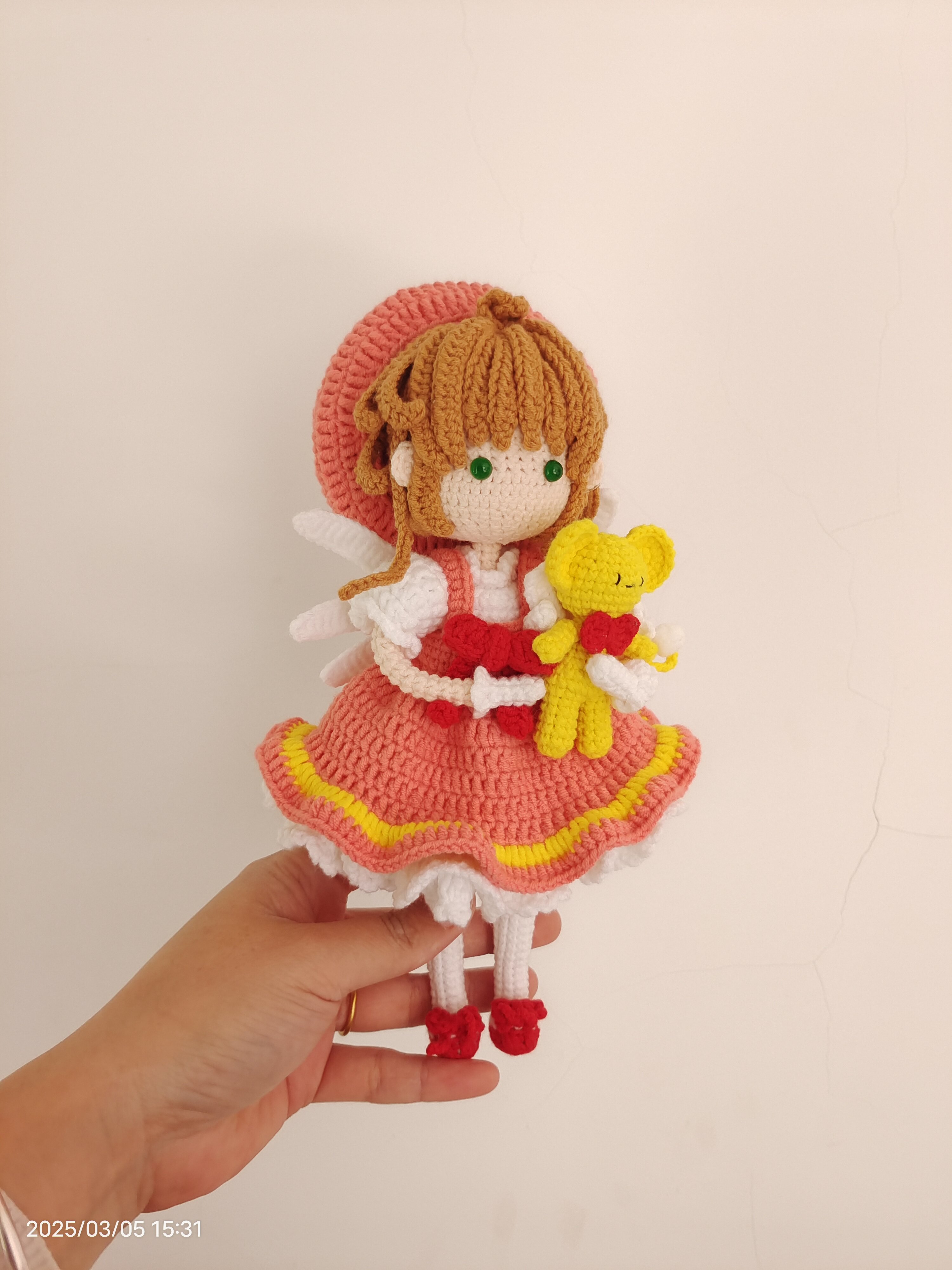 芒果家DIY纯手工钩针钩织变装魔法小樱女孩人偶手作毛线玩偶成品