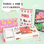 日本FUNBOX零食便签记事本明治meiji联名盒装 防水贴纸 80枚非食品