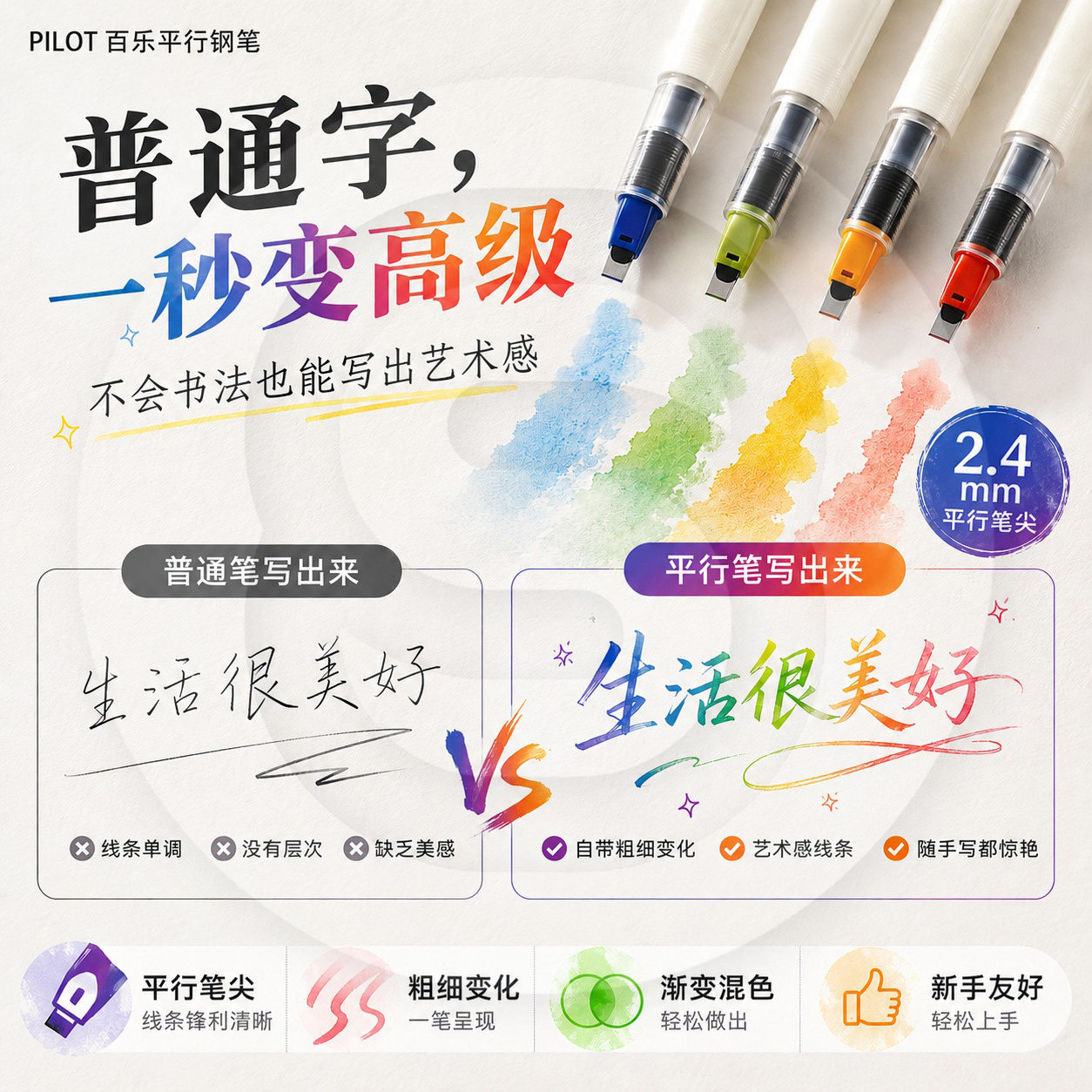PILOT百乐平行钢笔 艺术字体哥特字体英文钢笔 美术美工鸭嘴钢笔