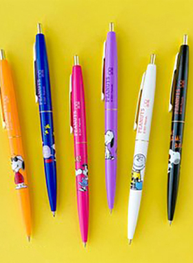 SUN-STAR x BIC 0.5黑墨复古油性笔钢珠笔可爱史奴比质感笔夹文具