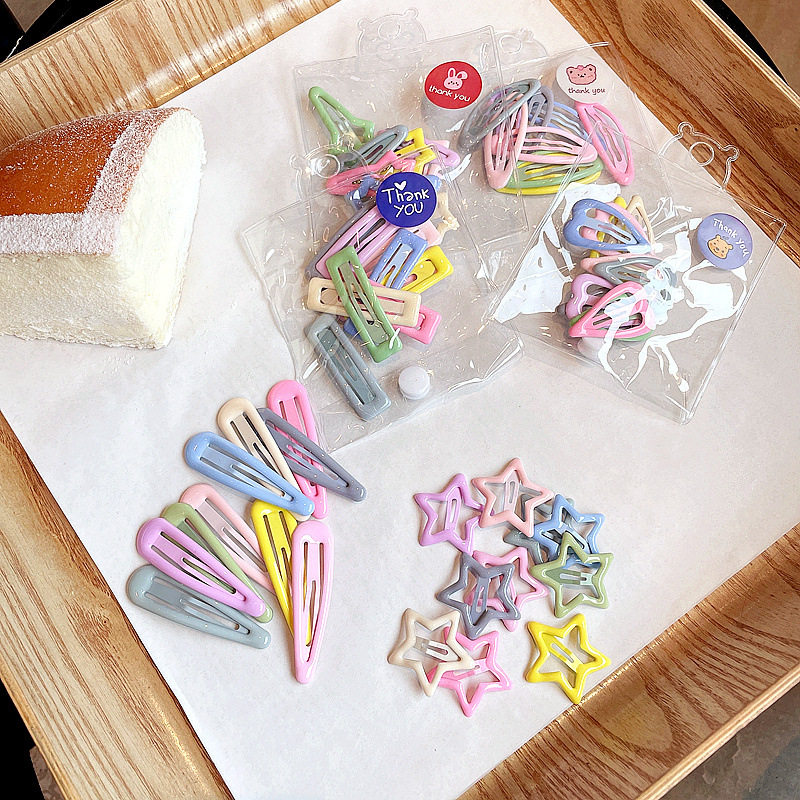 ins款亚克力奶油色几何滴油儿童少女bb夹10件套发饰发夹边夹发卡