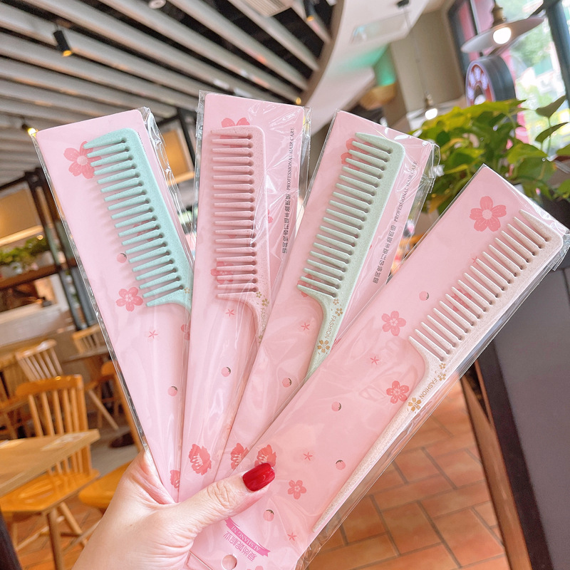 新款简约纯色麦秆发梳