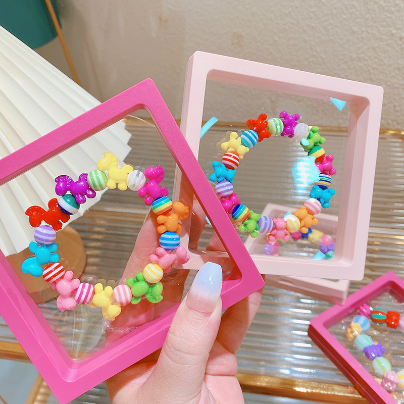 ins秋条纹星球动物手链清新马卡龙撞色小熊儿童手串女孩手饰手环