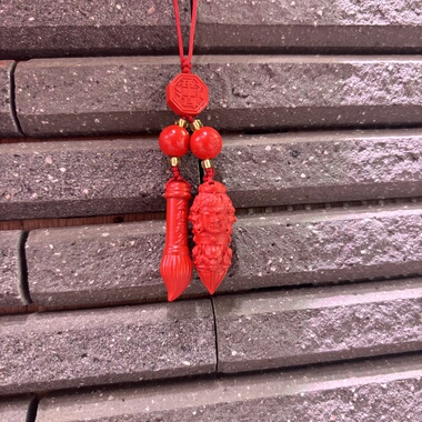 天然原矿朱砂红砂文昌笔吊坠挂件学生书包挂金刚杵书包挂