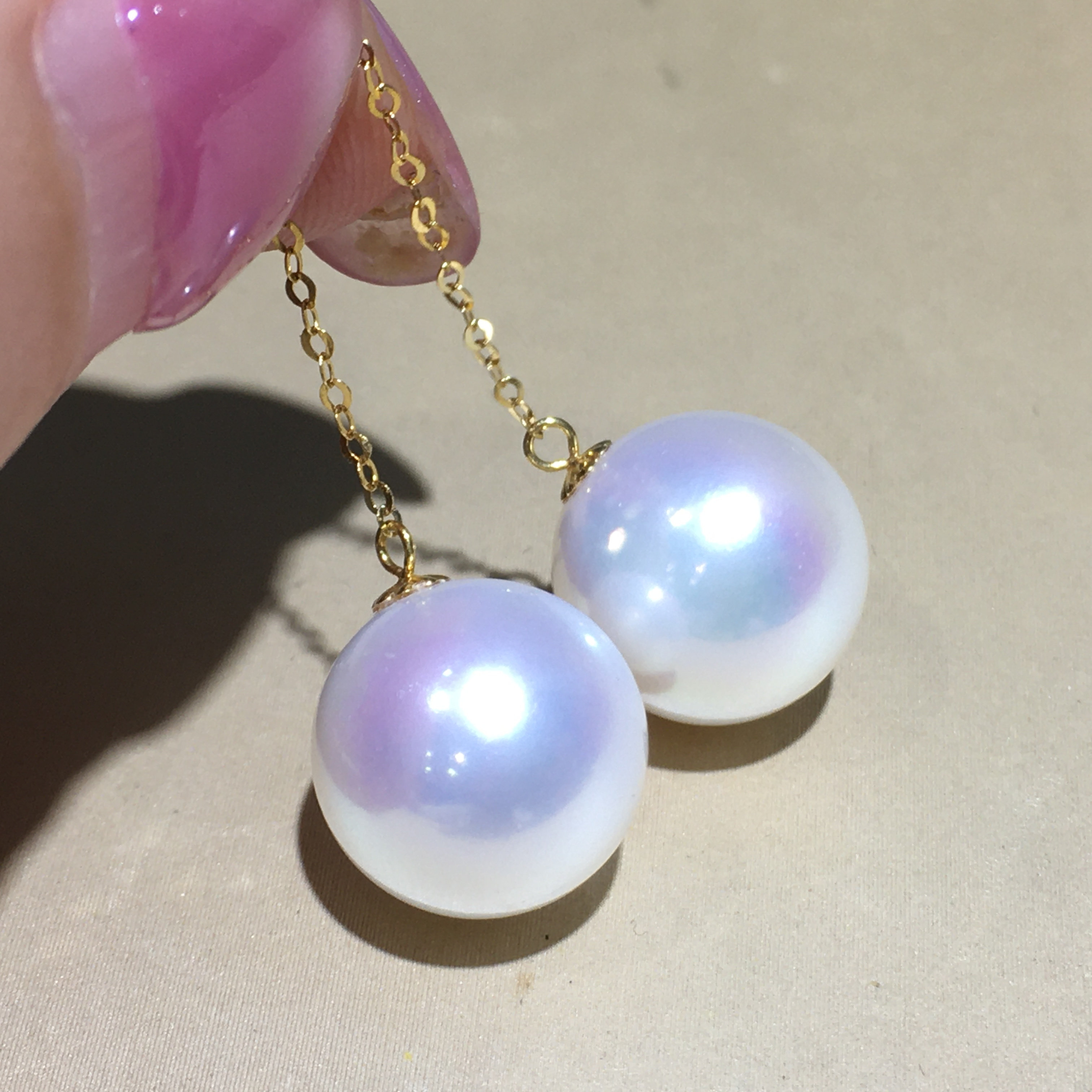 媲美澳白宝石慌耳线18k金精美两用耳线黄金饰品
