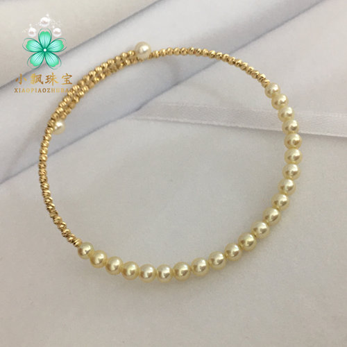 新款18K金手圈日本akoya羽皇金